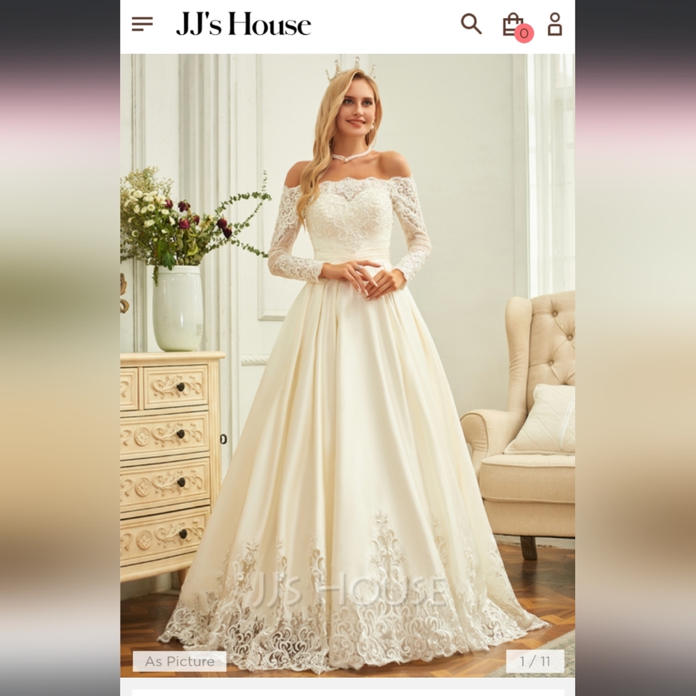 Bridal gown satin off shoulder ball gown